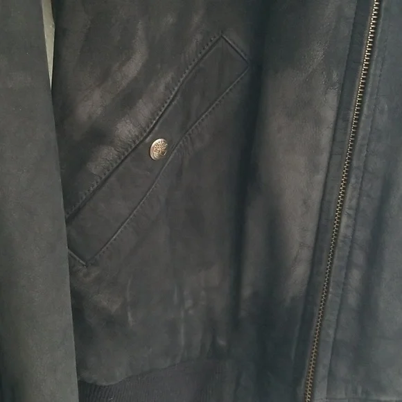 TIMBERLAND Vintage Weatherproof Suede Leather Bomber Black Large - Picture 3 of 12